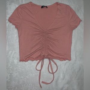 SHEIN Solid Drawstring Crop Top